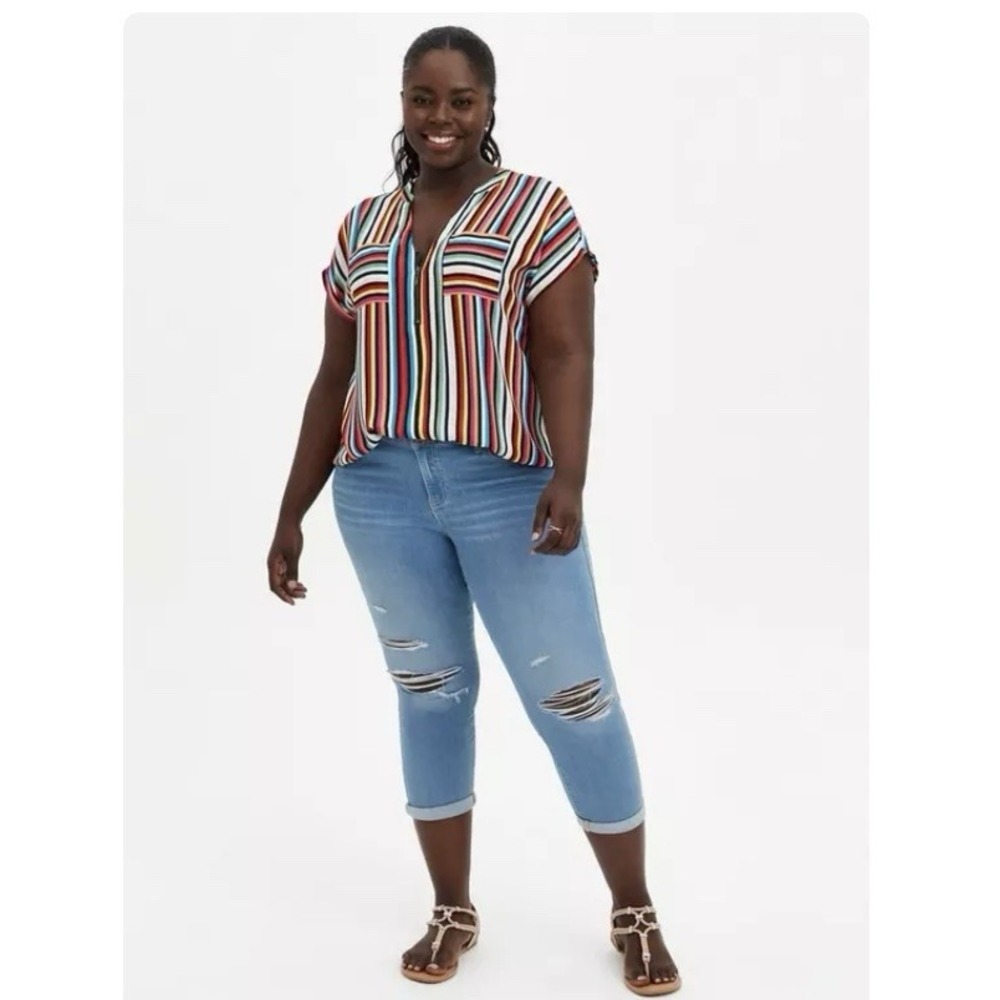 Torrid Multicolor Striped Blouse - Picture 2 of 11